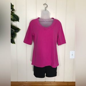 Ladies Cato Pink Color Elbow Length Sleeve V-neck Blouse
Size Medium 8 - 10
93%…